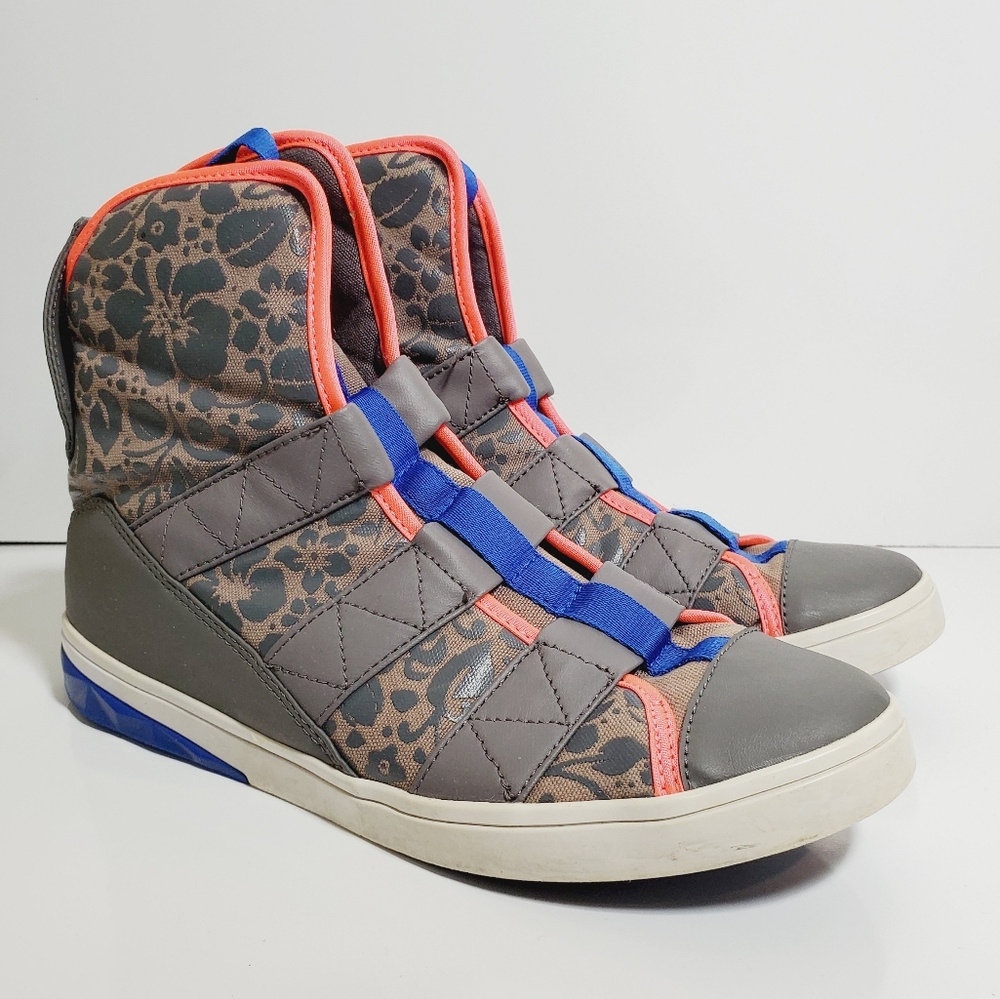 adidas Women's Gray Sneakers with Blue and Coral Accents